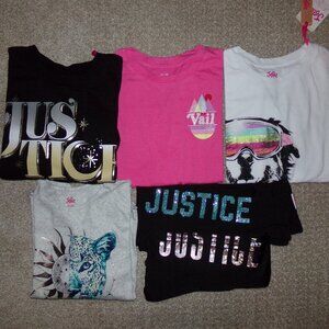 LOT GIRLS JUSTICE LONG SLEEVE TOPS LEGGINGS SZ 7 & 7/8